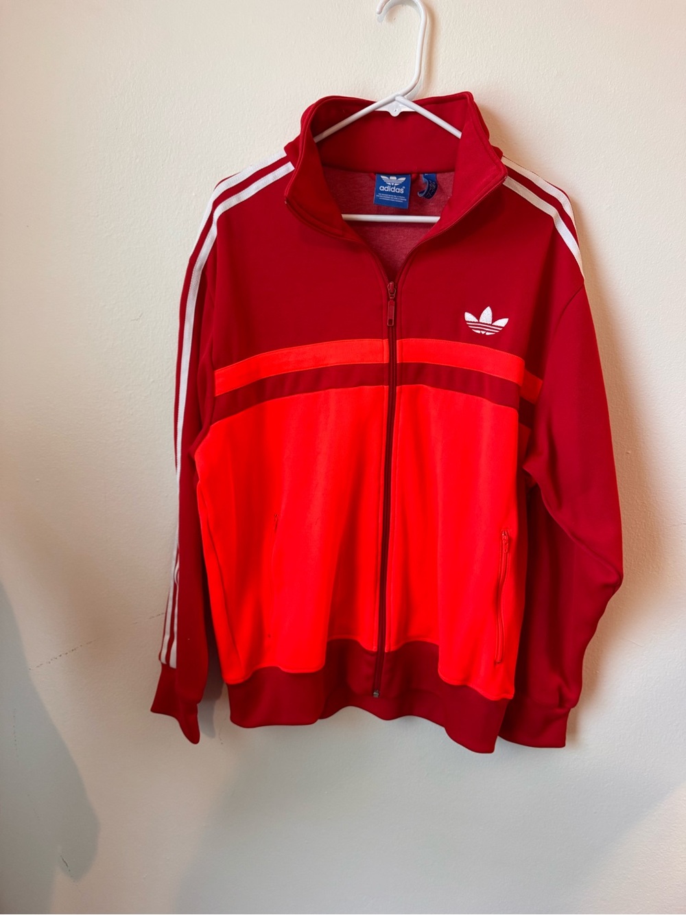 adidas men's Red Track Jacket - Trefoil Zip-Up